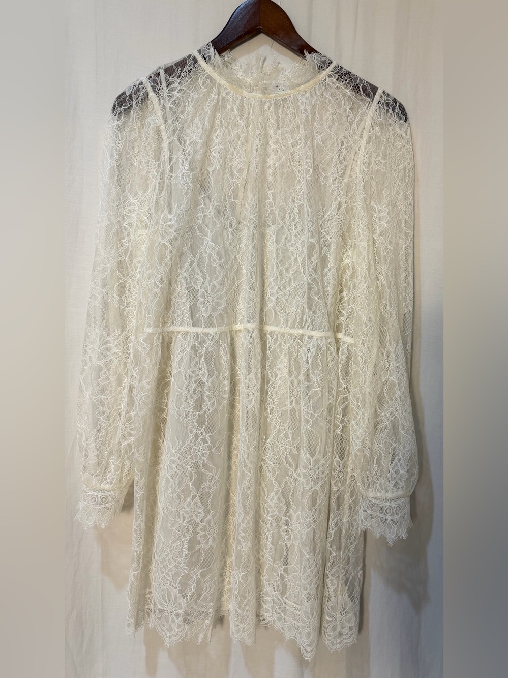 NWOT Aritzia Wilfred Vienna Lace Mock Neck Dress w.Slip Under Garment -Ivory- M